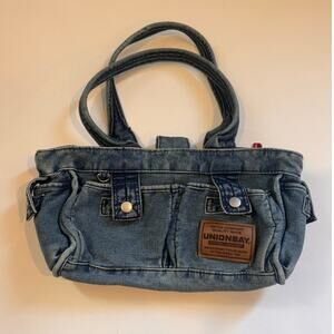 Y2K Vtg Union Bag Denim Shoulder Bag Terry Lined 5 Pocket Snap Close